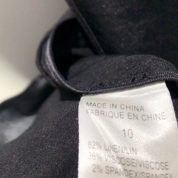 THEORY 10 Open Front Linen Blazer Jamilla Black Long Sleeve Top Jacket Medium - Picture 9 of 10